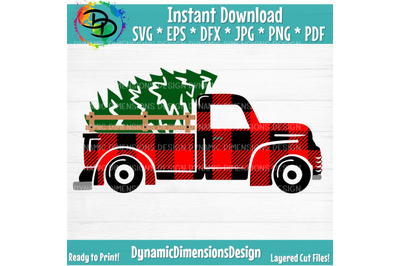 Buffalo Plaid Christmas Truck SVG, Plaid, Vintage Truck SVG, Christmas