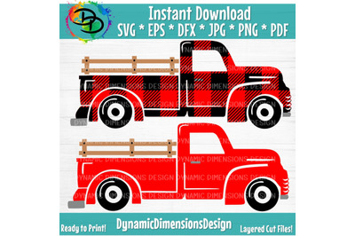 Buffalo Plaid Truck SVG, Plaid, Vintage Truck SVG, Farm Truck SVG, Red