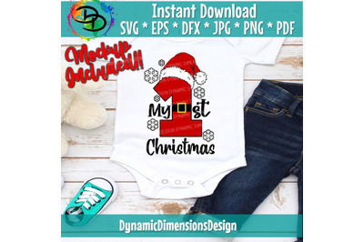 My First Christmas, Christmas SVG, DXF, Babys First Christmas, Santa C