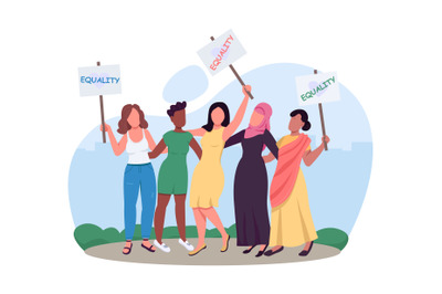 Female empowerment 2D vector web banner&2C; poster