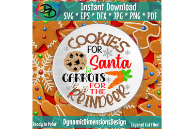 Dear Santa Cookies Tray SVG, Cookies for Santa, Carrots for the Reinde