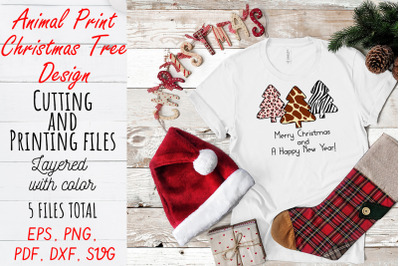 Animal print Christmas Tree SVG DXF Cut files.