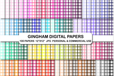 Gingham Pattern Digital Papers Set