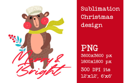 Sublimation Christmas bear design.