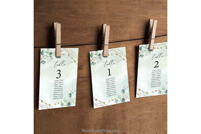 ANYS - Greenery Wedding Seating Chart Cards Editable Template Boho