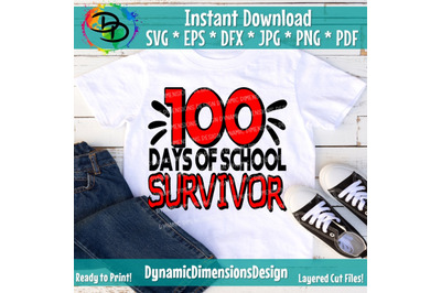 100th day of school svg, 100 days svg, Survived 100 days svg, svg, DXF