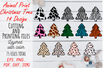 Animal print Christmas Tree SVG DXF Cut files.