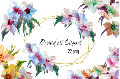 Orchid flowers Clipart Tropical floral