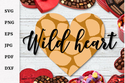 Wild Heart. Cheetah Print Valentine&#039;s Day SVG. Trendy design