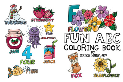 ABC coloring book, children coloring book, activity book