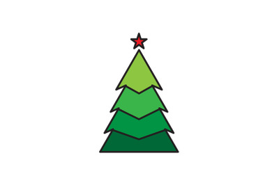 Red Star Top Tree Christmas Icon