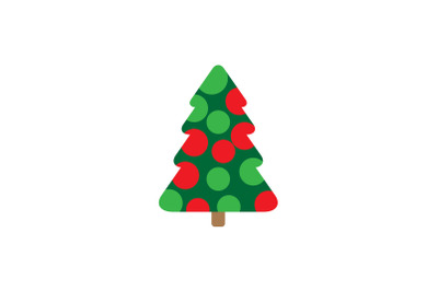 Polka Dot Pine Tree Christmas Icon