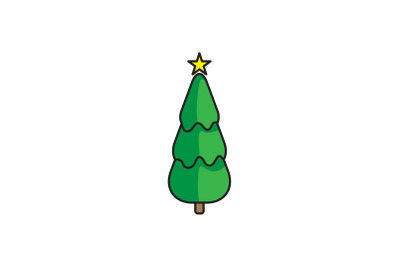 Star In Top Pine Tree Christmas Icon