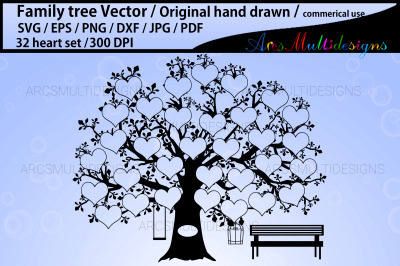 family tree 32 heart template