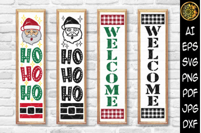 Christmas Vertical Porch Sign SVG Set 1 - Welcome, Santa HO HO HO