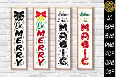 Christmas Vertical Porch Sign SVG Set 2 - Be Merry, Believe in the Mag