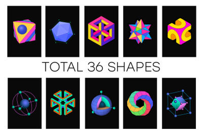 3D Geometric colored shapes
