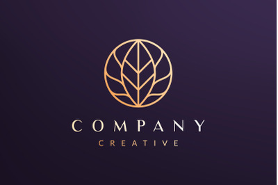 leaf circle logo concept luxury style