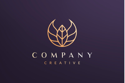 leaf circle logo concept luxury style