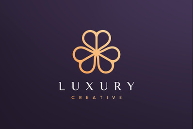 Clover leaf logo concept luxury style