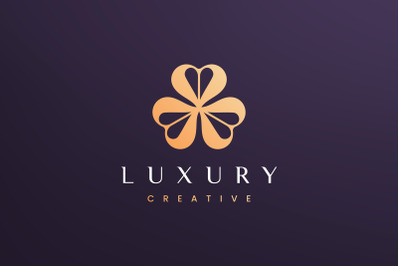 Clover leaf logo concept luxury style