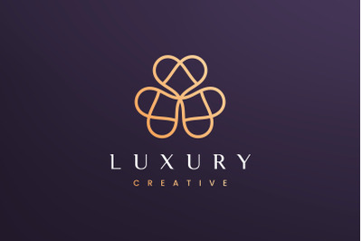 Clover leaf logo concept luxury style