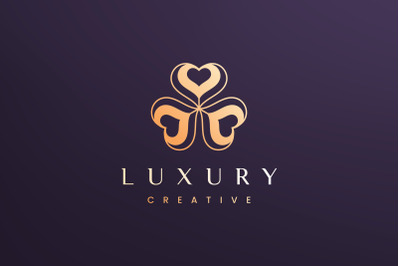 Clover leaf logo concept luxury style