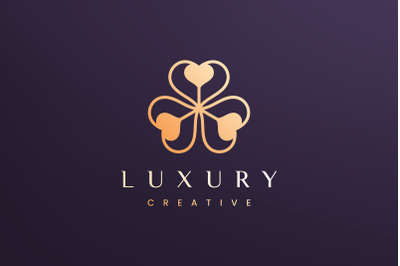 Clover leaf logo concept luxury style