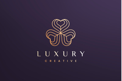 Clover leaf logo concept luxury style