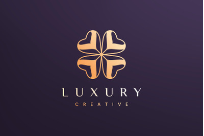 Clover leaf logo concept luxury style