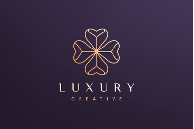 Clover leaf logo concept luxury style