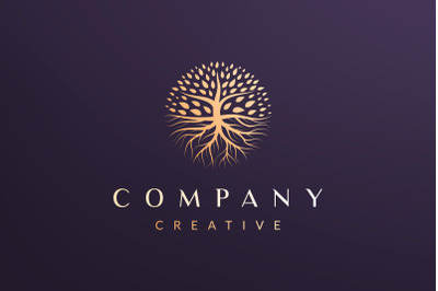 Circle tree logo concept luxury style