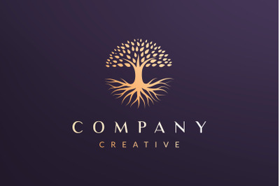 Circle tree logo concept luxury style