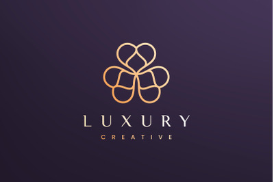 Clover leaf logo concept luxury style