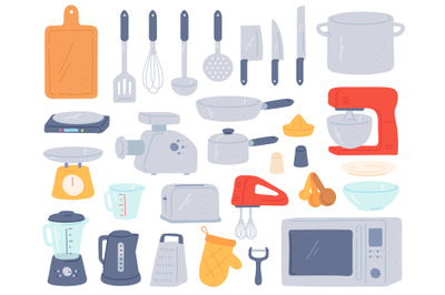 Kitchen tools. Cooking utensil and electric appliances for baking oven