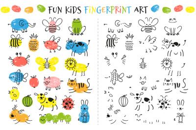 Fingerprint game for kids. Fun educational activity for children study