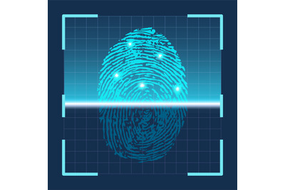 Fingerprint scan. Finger scanning biometric id futuristic technology.