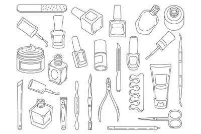 Nail polish. Manicure and pedicure tools and accessories. Linear icon