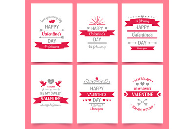 Valentine day vintage greeting card for holiday celebration. Text with