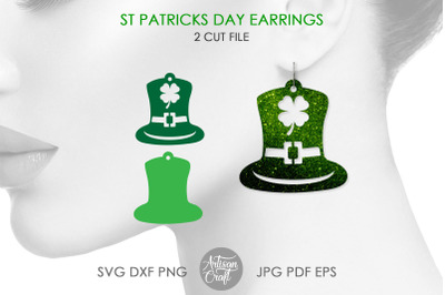 St Patrick&#039;s day earrings, leprechaun hat, SVG cut file