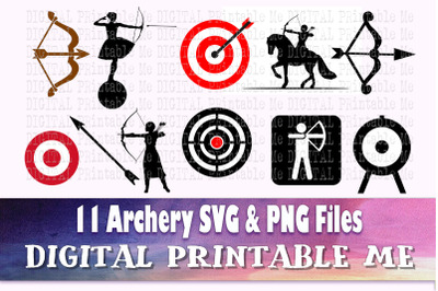 Archery svg bundle, silhouette outline, PNG, clip art, 11 Digital imag