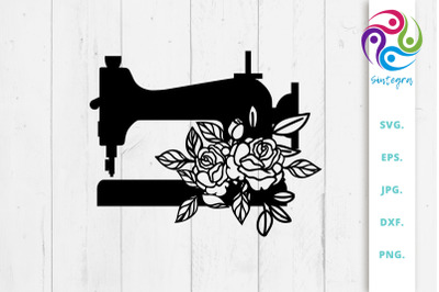 Floral Sewing Machine Svg Cut File