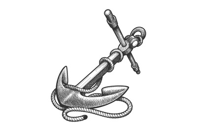 Ship Anchor Tattoo in engraving Style