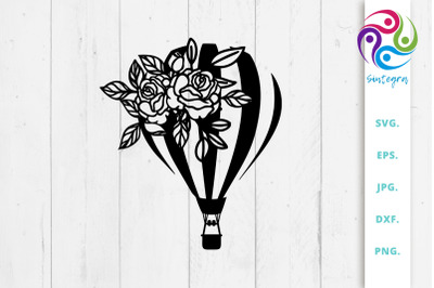 Floral Hot Air Balloon Svg File