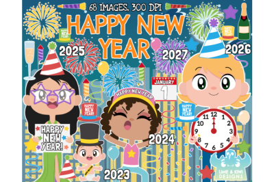 Happy New Years Clipart - Lime and Kiwi Designs