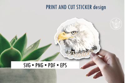 Eagle freedom svg cut sticker, Watercolor eagle sticker