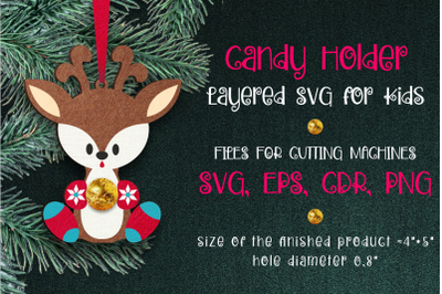 Candy Holder Christmas Ornament Deer SVG