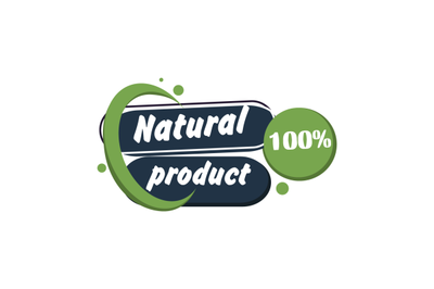 Natural product label badge green. Vector veggie packaging