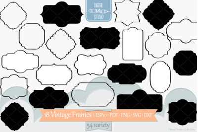 Vintage Frames | Hand Drawn Decorative Border | Retro Labels