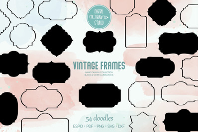 Vintage Frames | Hand Drawn Decorative Border | Retro Labels